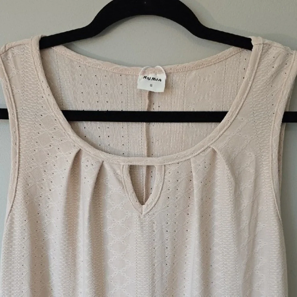 Rumia Womens Pointelle Knit Sleeveless Shift Dress Blush Pink Keyhole Neck Small